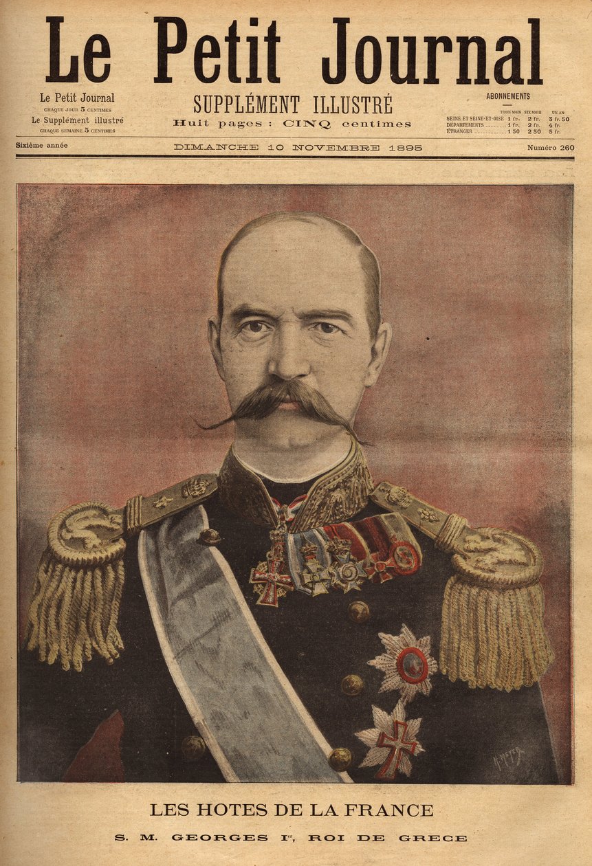 Portræt af George I, konge af Grækenland (1845-1913). Indgravering i "" Le petit journal"" 10/11/1895. Selvas samling. af Unknown artist