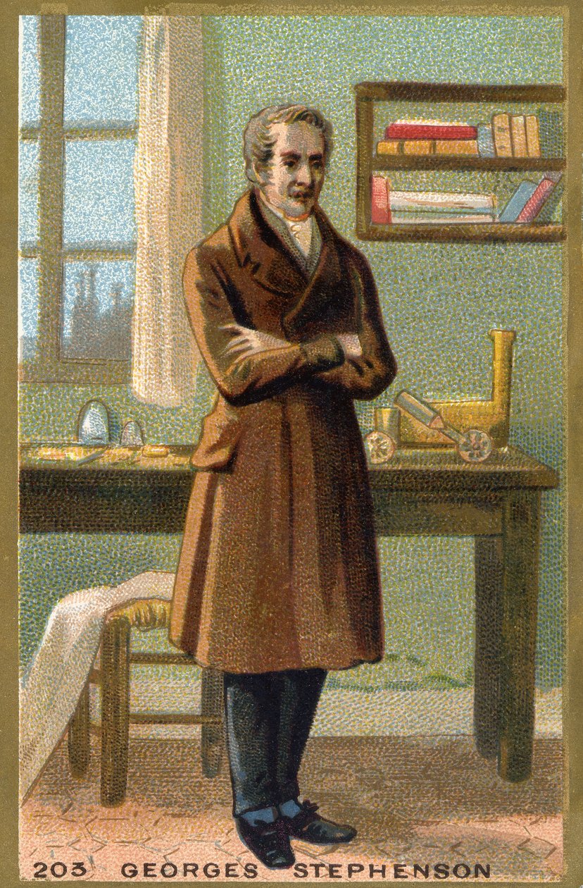 Portræt af George Stephenson (1781-1848), britisk ingeniør. af Unknown artist