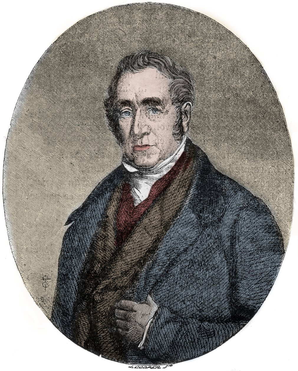 Portræt af George Stephenson (1781-1848), britisk ingeniør og pioner inden for jernbanelokomotiver af Unknown artist