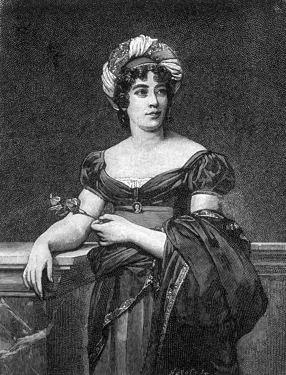 Portræt af Germaine Necker, baronesse af Staël-Holstein, kendt som Madame de Staël (1766 - 1817), fransk forfatter. af Unknown artist