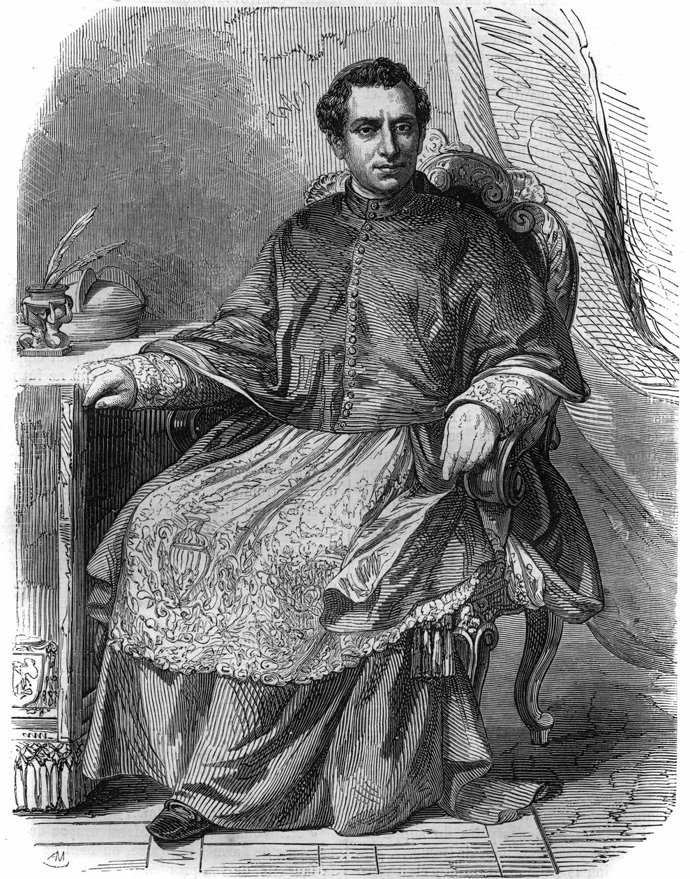 Portræt af Giacomo Antonelli (1808-1878), italiensk kardinal og udenrigsminister for den pavelige regering. af Unknown artist
