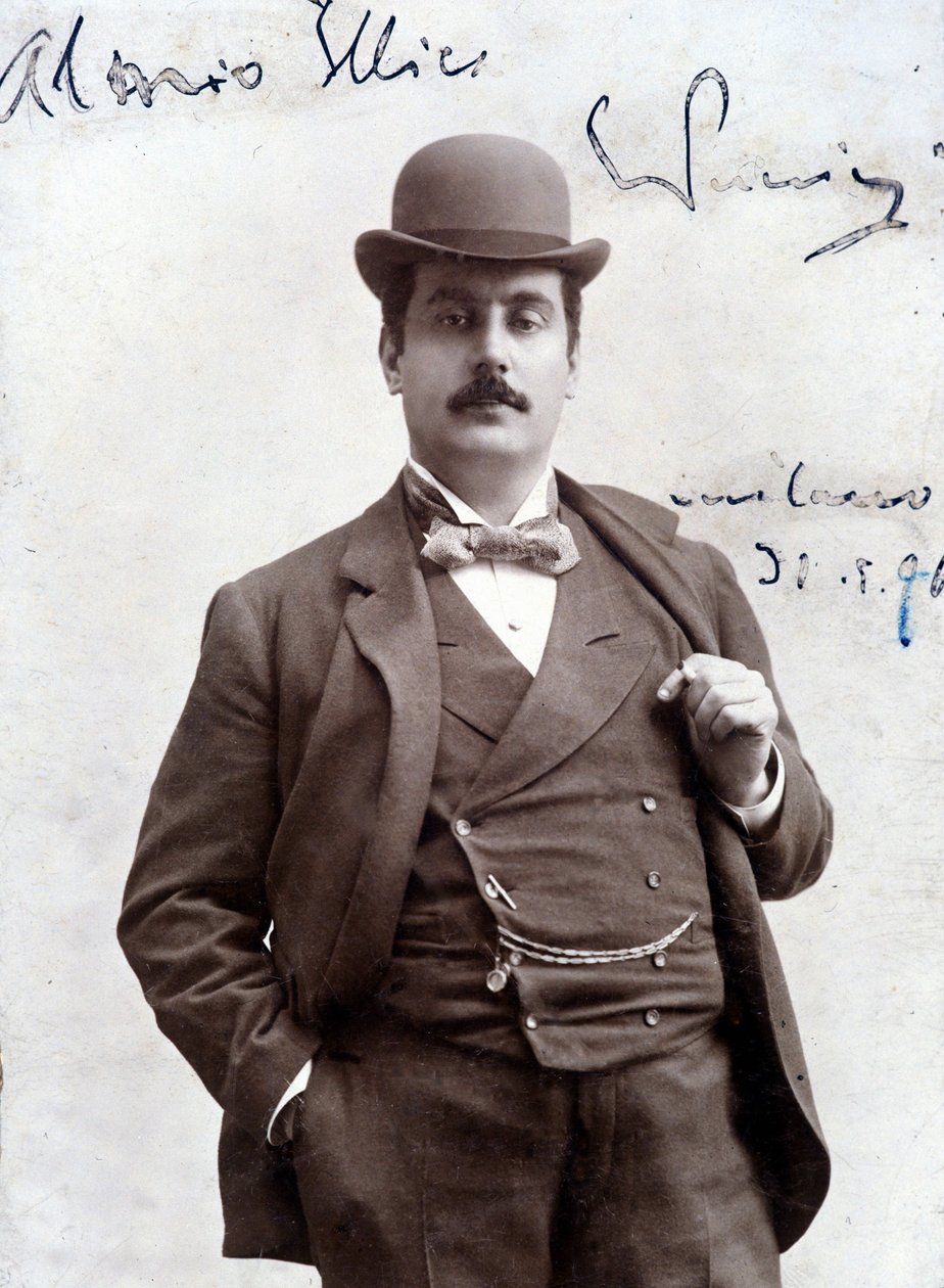 Portræt af Giacomo Puccini i 1896 (1858-1924), italiensk komponist. af Unknown artist