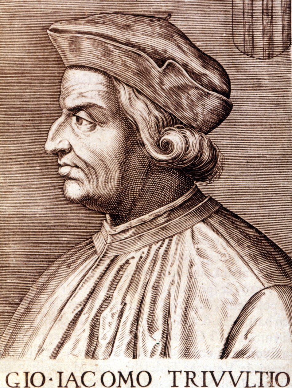 Portræt af Giangiacomo Trivulzio (marskal Trivulce) Marquis de Vigevano på fransk Trivulce. Marskal af Frankrig (1448 til 1518). Stik af det 17. århundrede af Unknown artist