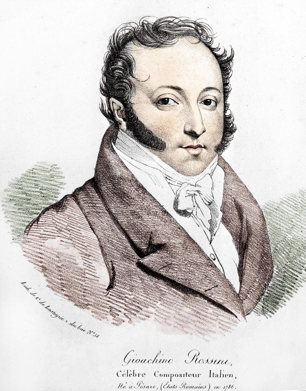 Portræt af Gioacchino Rossini (1792-1868). af Unknown artist
