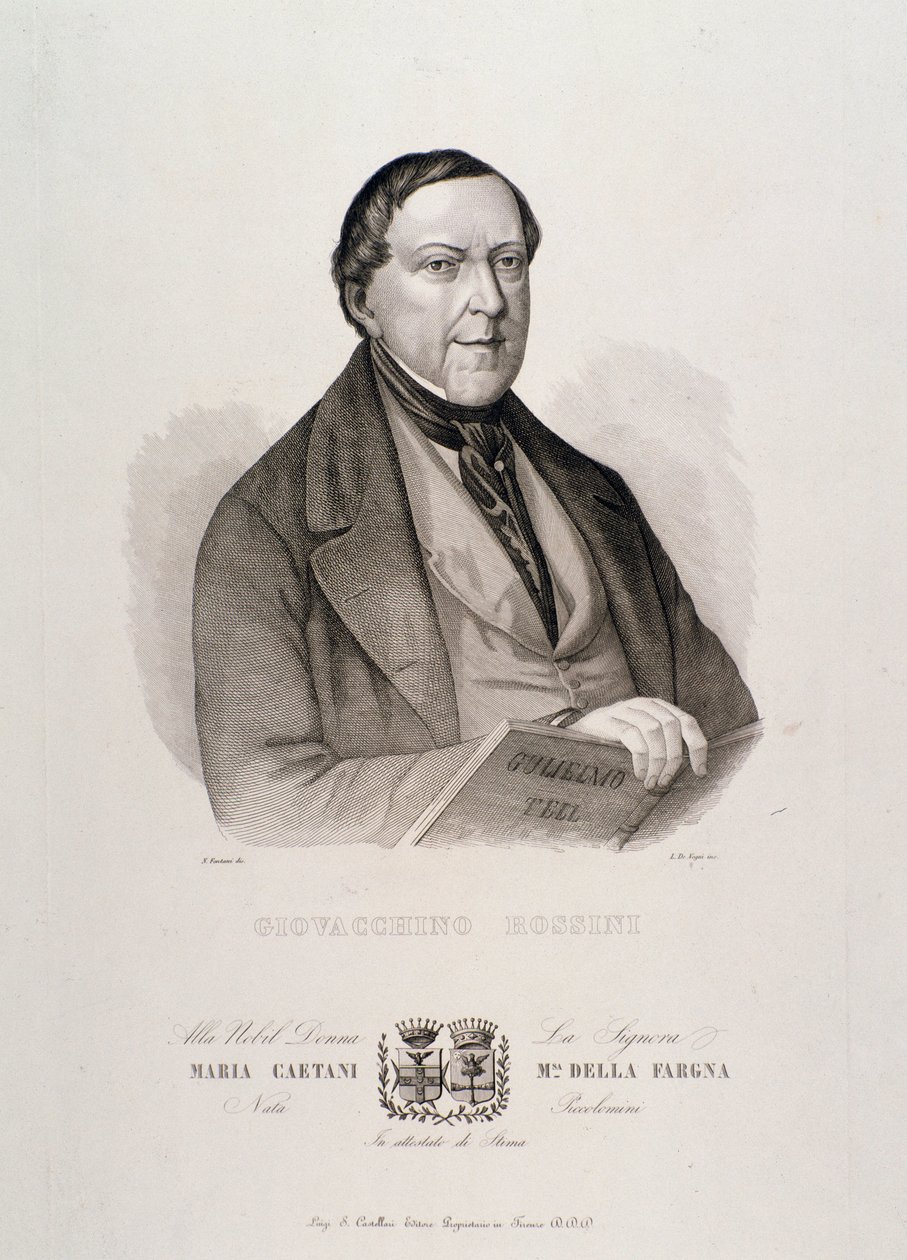 Portræt af Gioacchino Rossini (gravering af Unknown artist