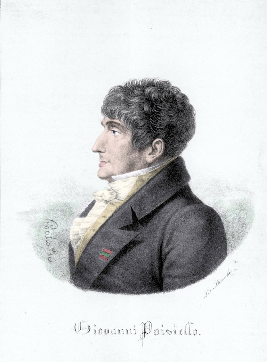 Portræt af Giovanni Paisiello (eller Paesiello eller Paesieillo) (1740-1816), italiensk komponist. Indgravering af det 19. århundrede af Unknown artist