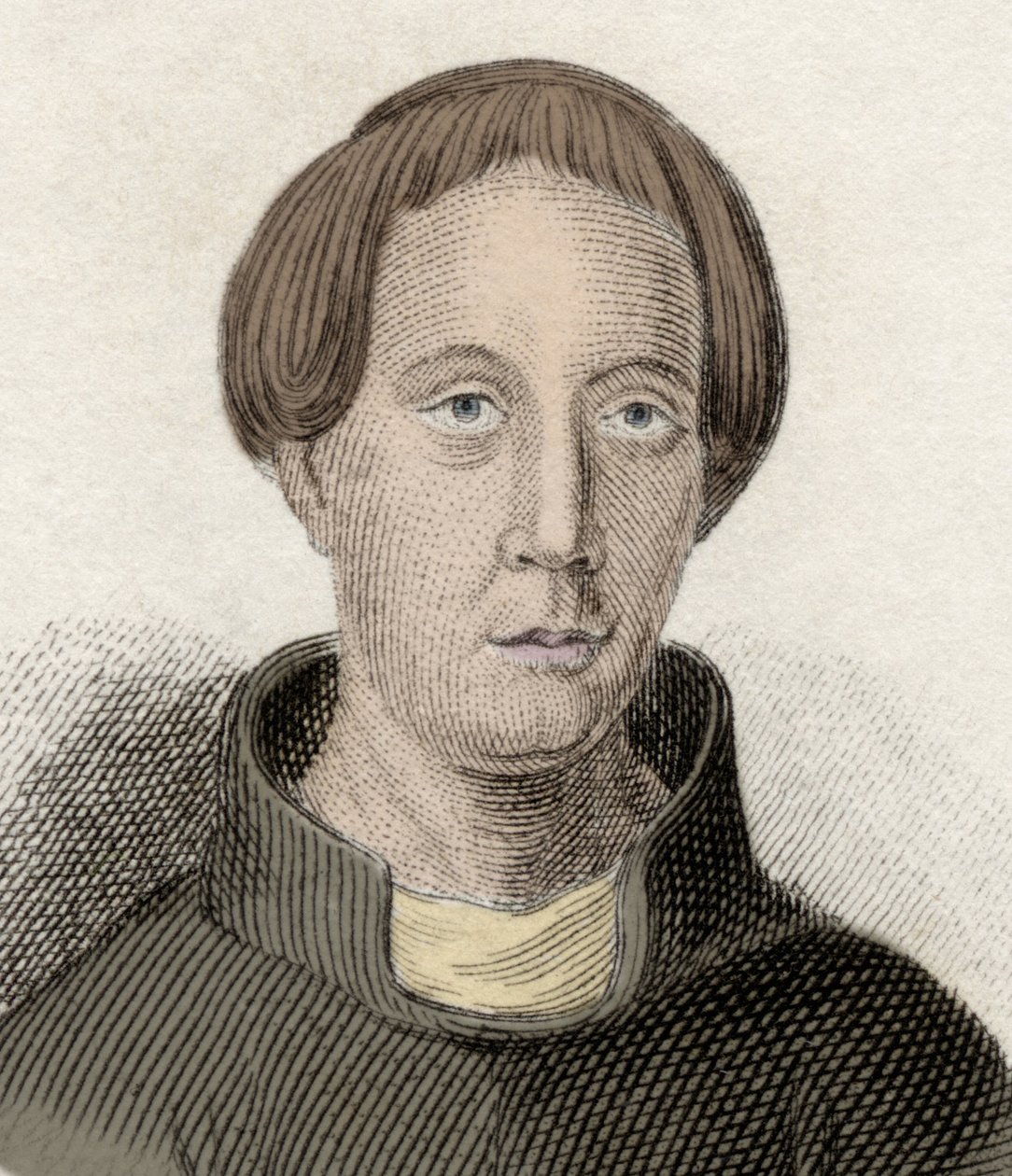 Portræt af Giraud de Barri, eller Giraud den Kambrium (ca. 1145-ca. 1223), en walisisk gejstlig og historiker. Også kaldet Gerallt Gymro, Gerald of Wales og Gerald Barry. Indgravering af det 19. århundrede. af Unknown artist