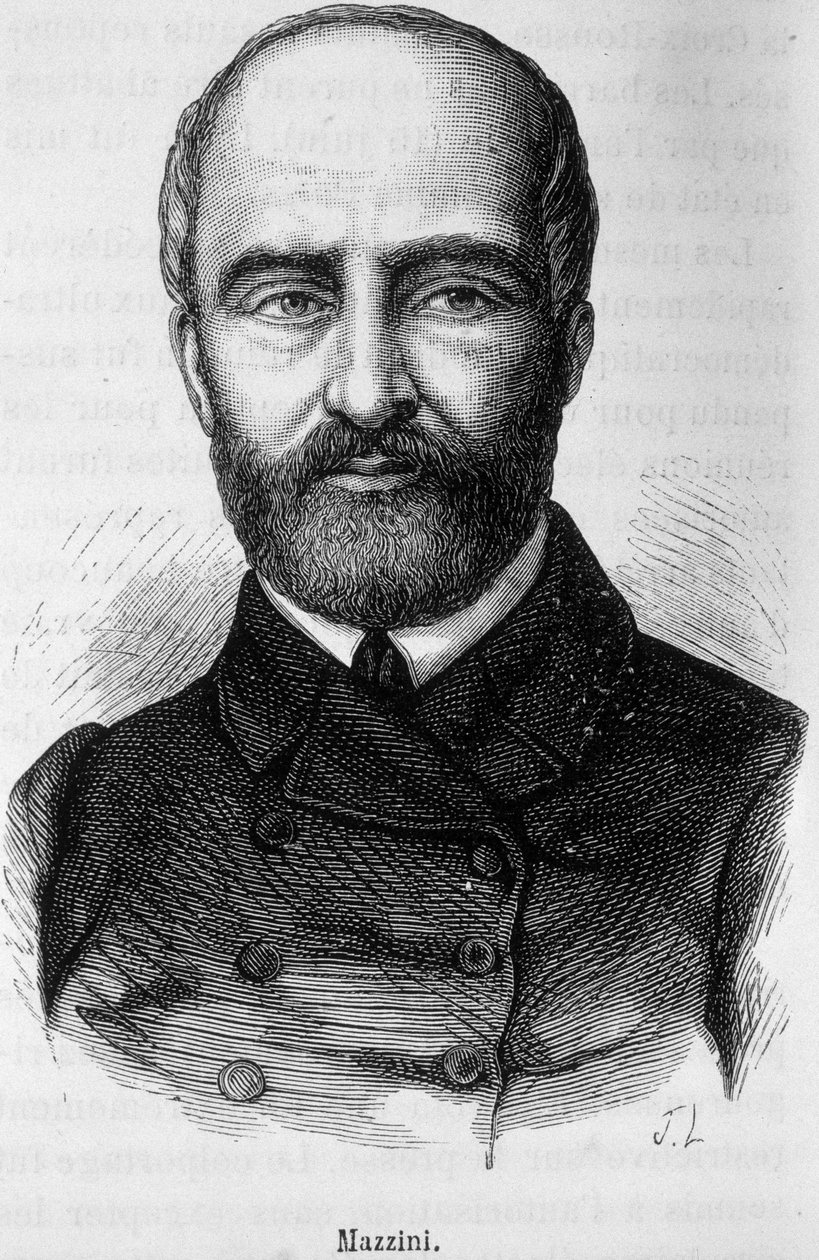 Portræt af Giuseppe Mazzini, italiensk patriot og revolutionær (1805 eller 1808 - 1872) af Unknown artist