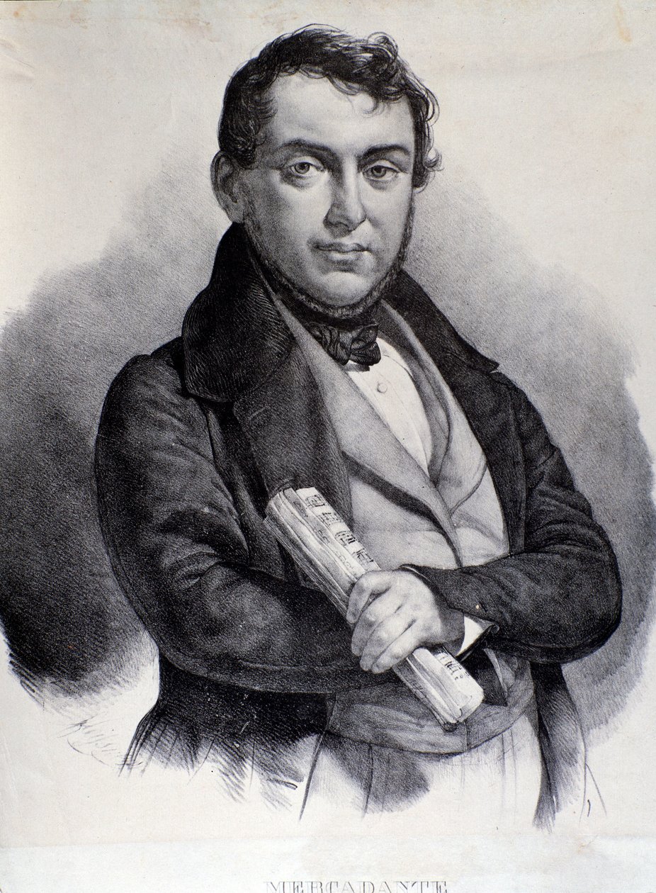 Portræt af Giuseppe Saverio Mercadante (litografi) af Unknown artist