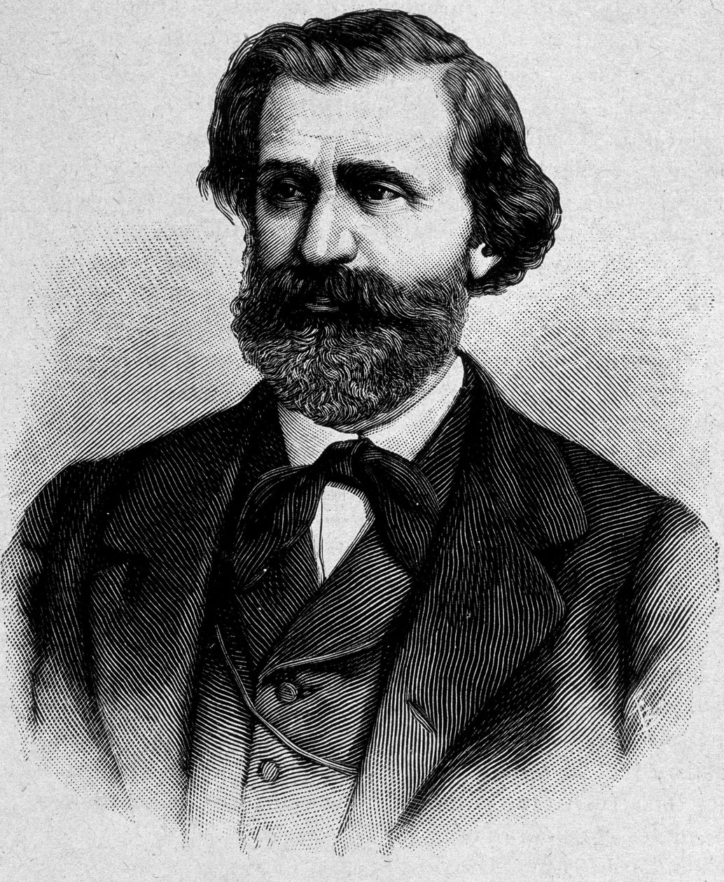 Portræt af Giuseppe Verdi, italiensk komponist (1813 - 1901) af Unknown artist