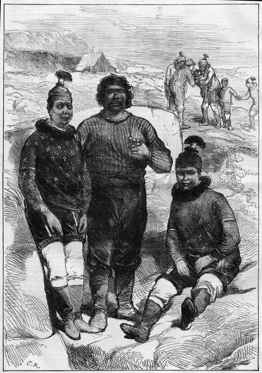 Portræt af grønlandsk (eskimo) af Godhaven (Lievly havn) på Discoøen af Unknown artist