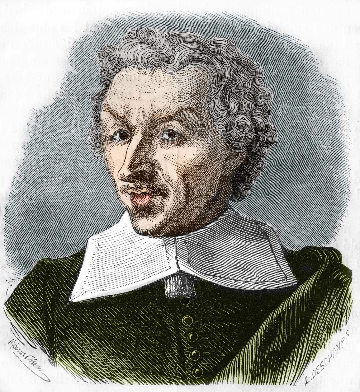 Portræt af Gui (Guy) Patin. Fransk læge og forfatter (1601 til 1672). Gravering af 1866. af Unknown artist
