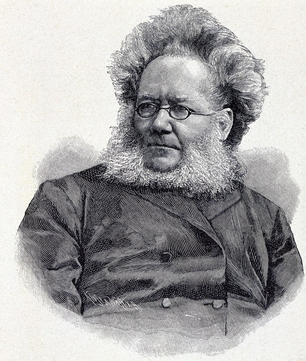 Portræt af Henrik (Henri) Johan Ibsen (1828-1906), norsk digter og dramatiker, stik 1800-tallet af Unknown artist