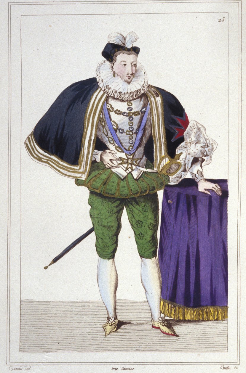 Portræt af Henrik III (1551 - 1589), konge af Frankrig. stik fra 1830 af Unknown artist