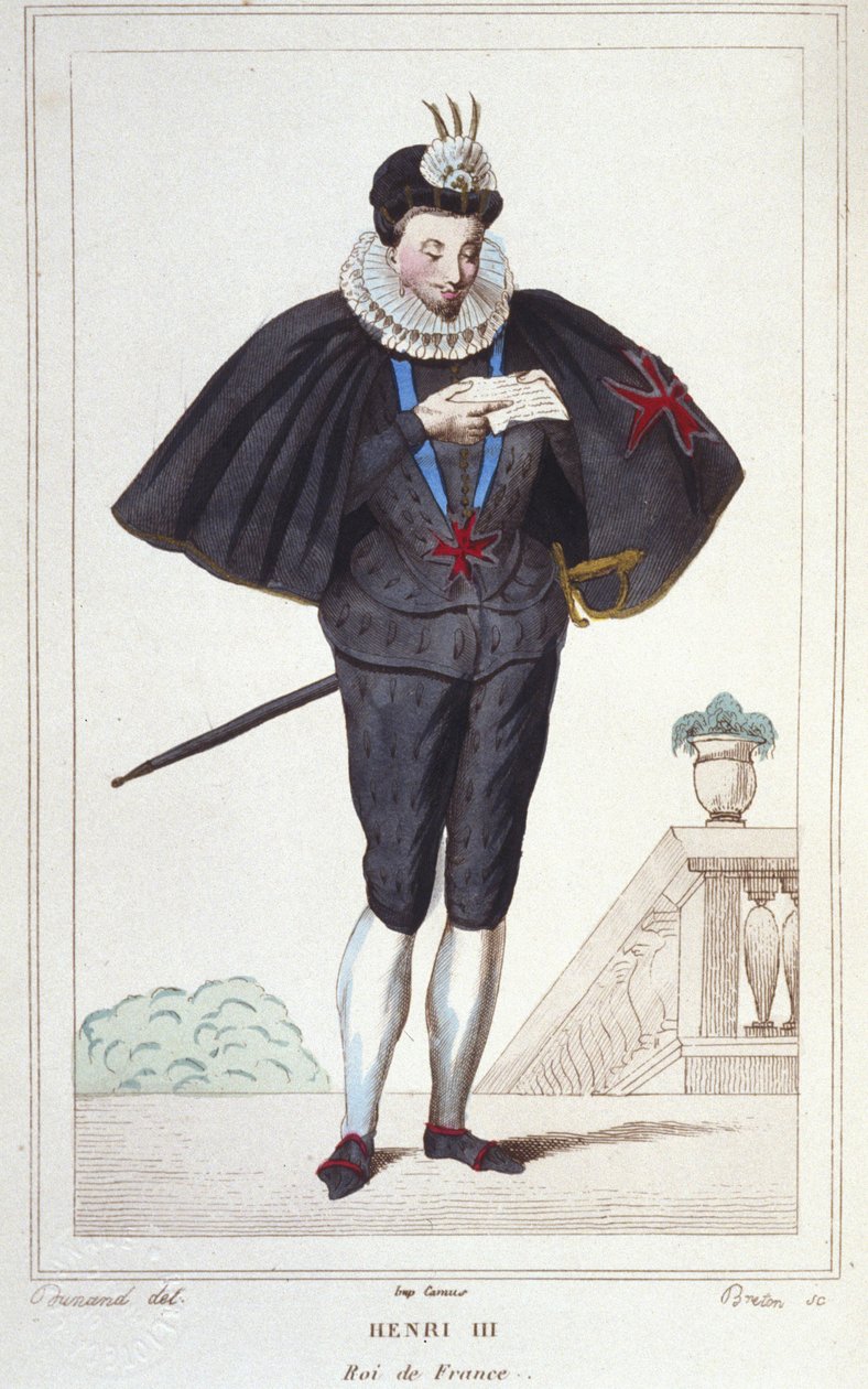 Portræt af Henrik III (1551 - 1589), konge af Frankrig. stik fra 1830 af Unknown artist