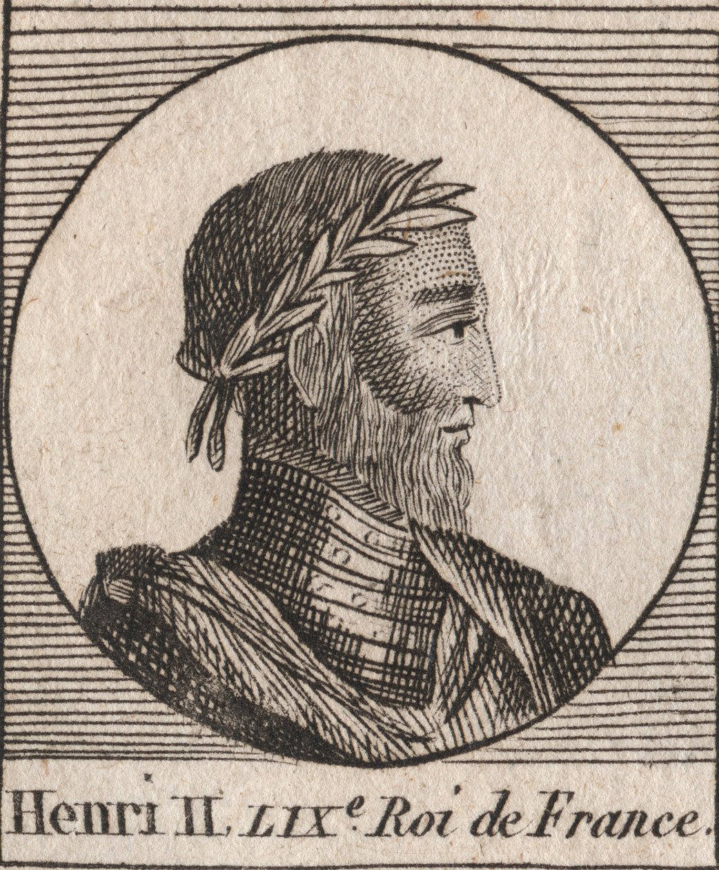 Portræt af Henrik II (1519-1559) Konge af Frankrig - Henrik II (1519-59), konge af Frankrig - gravering fra "Instruction sur l