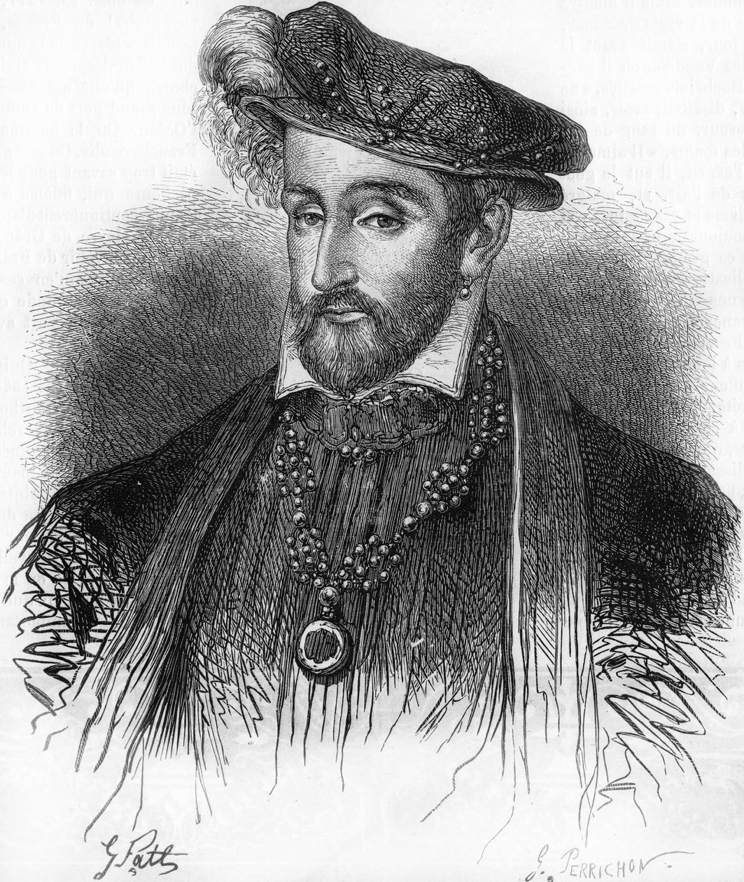 Portræt af Henrik II, konge af Frankrig (1519-1559), gravering af det 19. århundrede. af Unknown artist