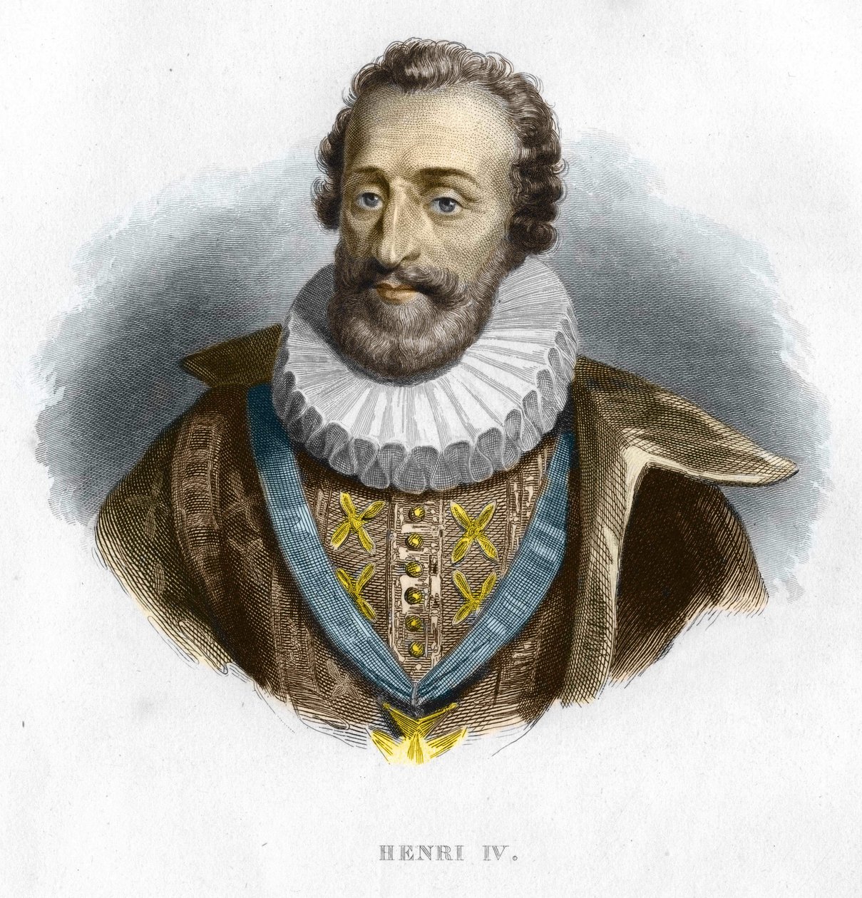 Portræt af Henrik IV (1553 - 1610), konge af Frankrig, gravering fra det 19. århundrede af Unknown artist