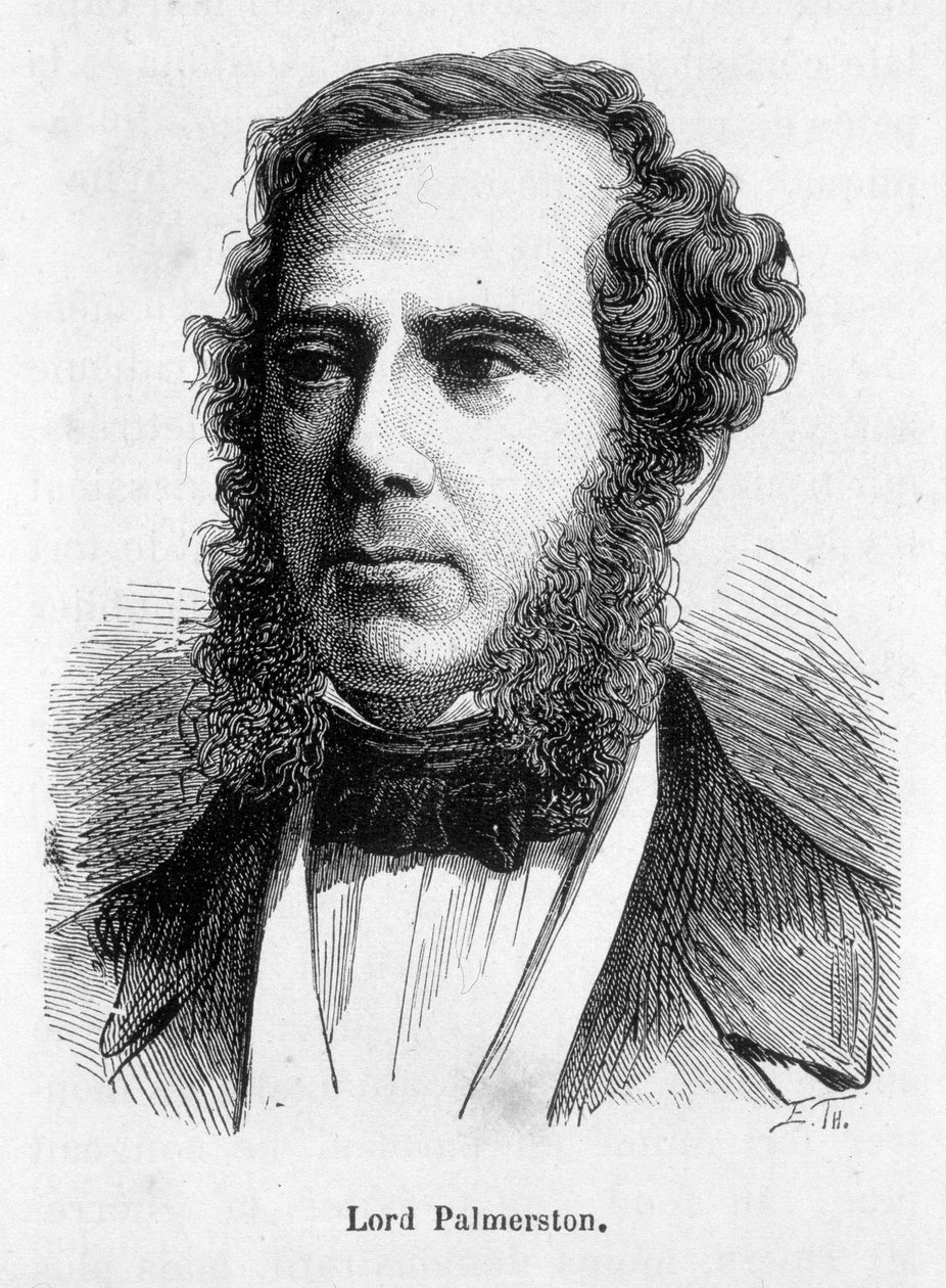 Portræt af Henry Temple, Viscount Lord Palmerston (1784 - 1865), britisk politiker. Gravering 1800-tallet af Unknown artist