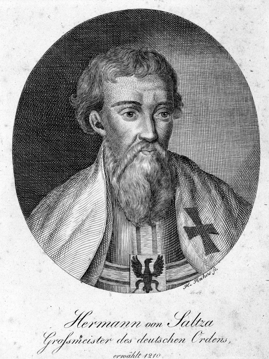 Portræt af Hermann von Salza (1170 - 1239), stormester af Teutoniske Ridderordenen. af Unknown artist
