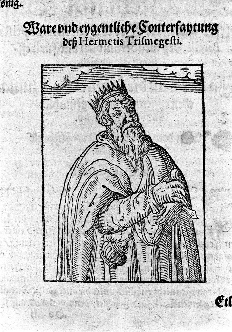 Portræt af Hermes Trimegiste (Trismegistus), astrolog. Gravering fra "Alchimia Nova" af Giovanni Battista Birelli af Unknown artist