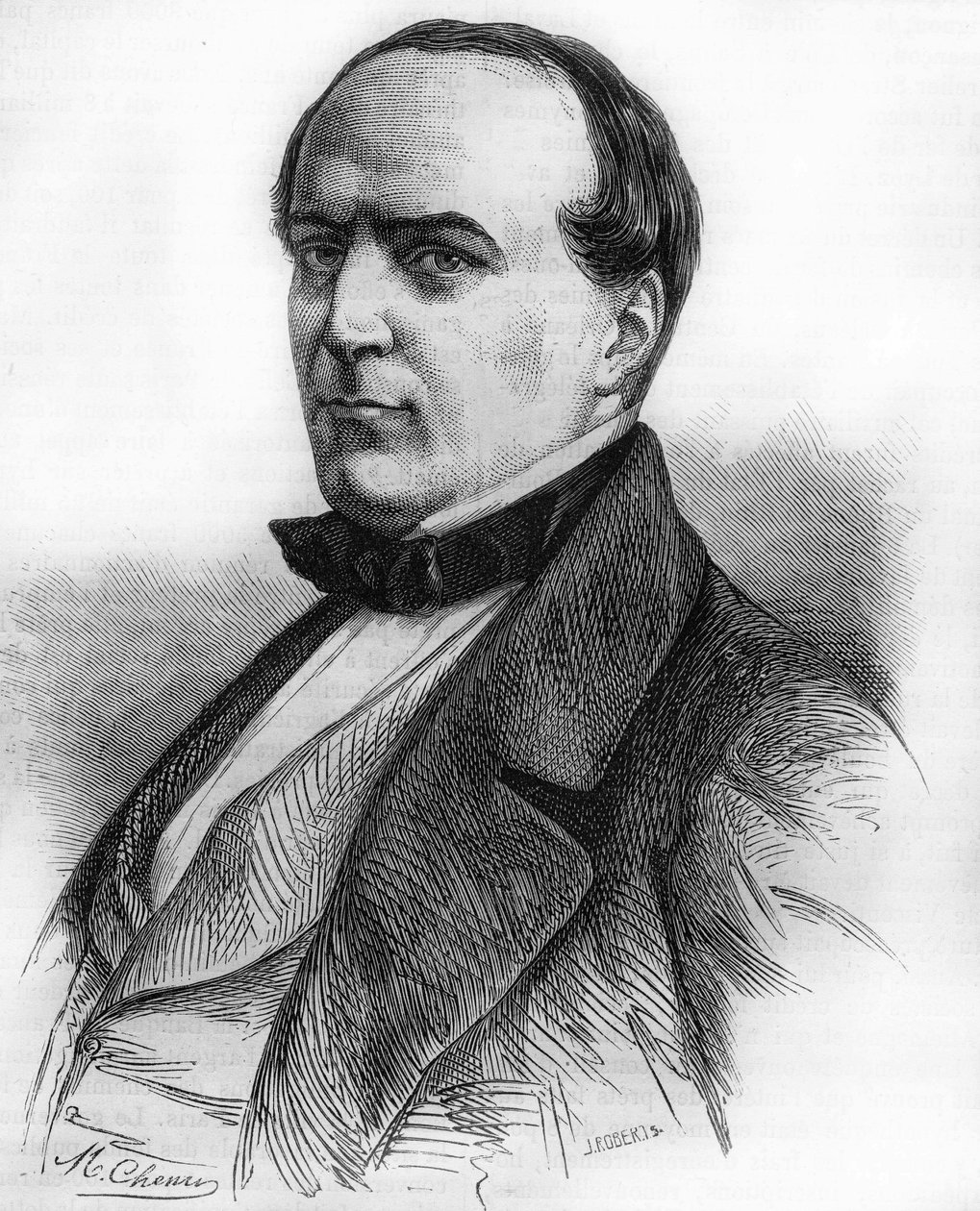Portræt af Hippolyte Fortoul (1811-1856). Marineminister og minister for offentlig undervisning. Stik fra 1866. af Unknown artist
