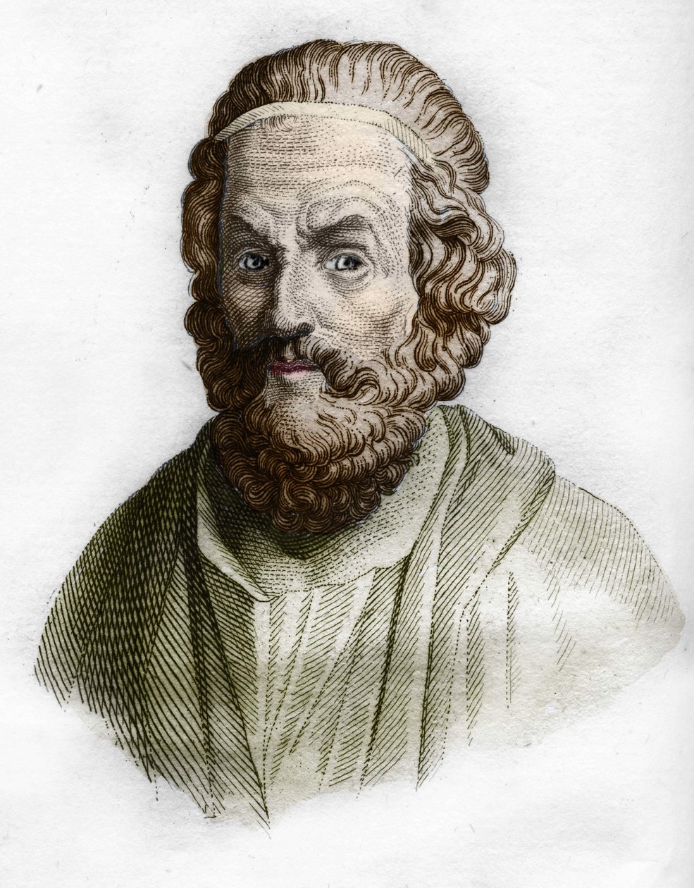 Portræt af Homer (9. århundrede f.Kr.) græsk digter. i Rollins oldtidshistorie.1829 af Unknown artist