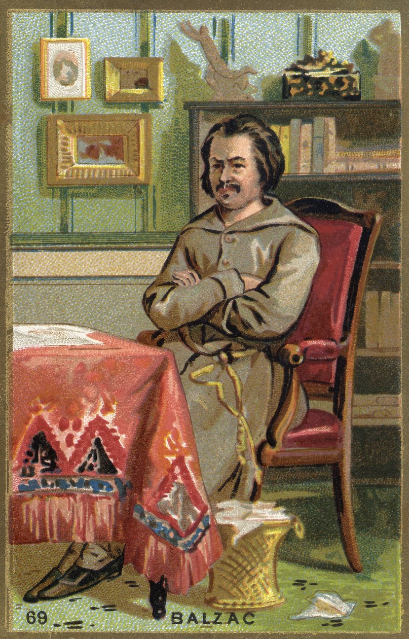 Portræt af Honoré de Balzac (1799-1850), fransk forfatter. 1800-tallets kromolitografi. af Unknown artist
