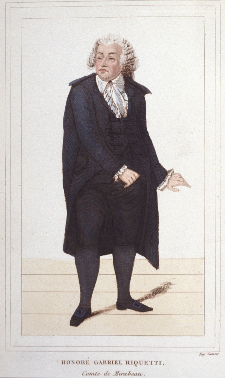 Portræt af Honore Gabriel (Honore-Gabriel) Riqueti, jarl af Mirabeau (1749-1791), fransk politiker. stik fra 1830 af Unknown artist