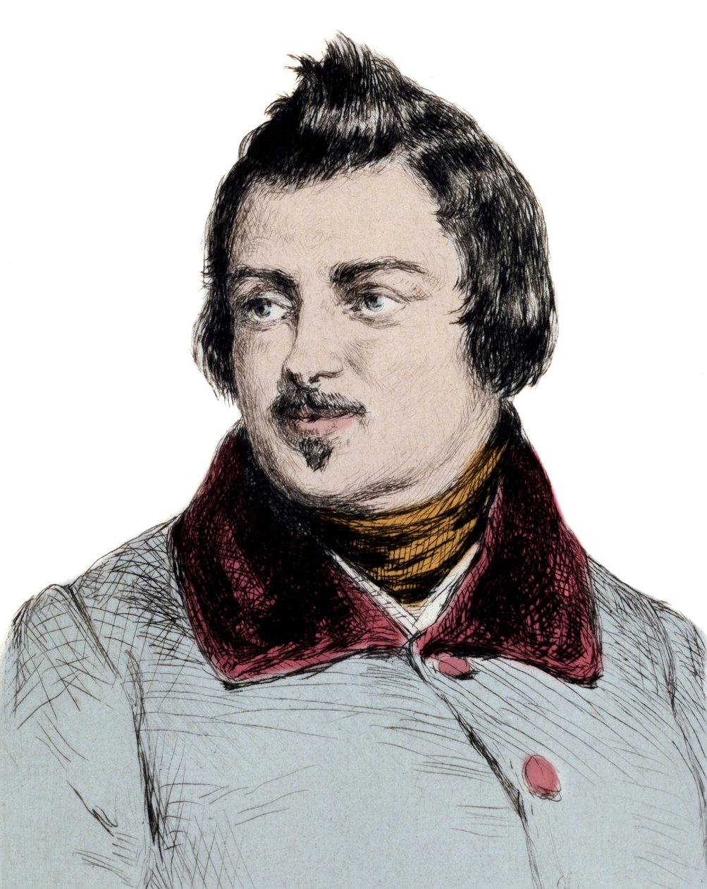 Portræt af Honore de Balzac (1799-1850) engelsk forfatterindgravering af Unknown artist