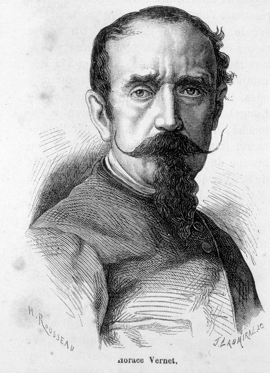 Portræt af Horace Vernet (1789-1863), fransk maler og tegneserieskaber, brændende bonapartist, blev officiel maler af Napoleon III. af Unknown artist