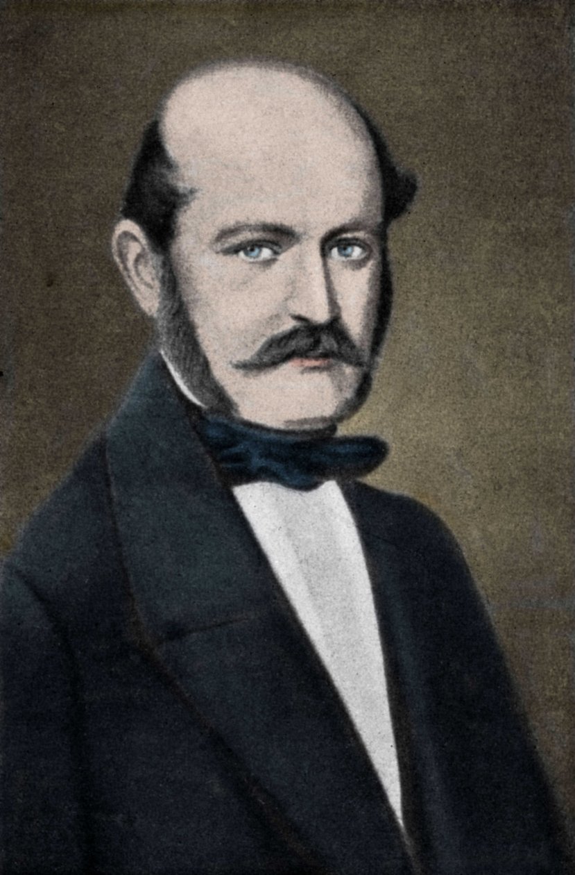 Portræt af Ignaz Philip Semmelweis (Semmelweiss), ungarsk fødselslæge (1818-1865). af Unknown artist