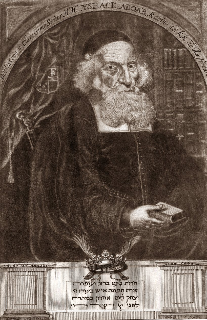 Portræt af Isaac Aboab da Fonseca (1605-1693) - Isaac Aboab da Fonseca - rabbiner, lærd, kabbalist og forfatter af Unknown artist