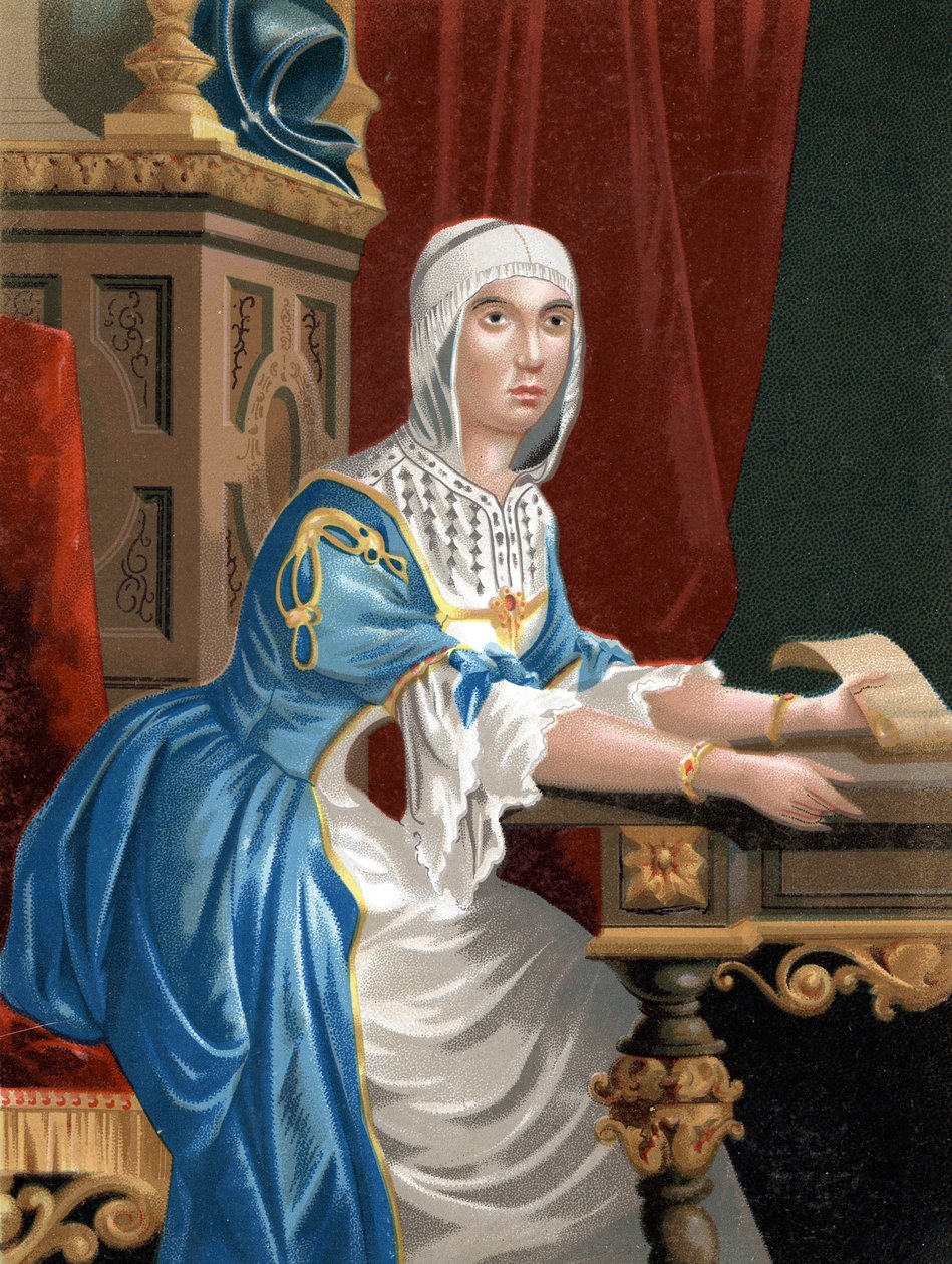 Portræt af Isabella I den katolske (1451 - 1504), dronning af Castilien efter berømte mænd og kvinder. Barcelona 1877. af Unknown artist
