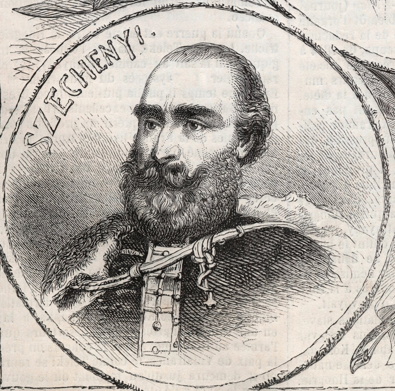 Portræt af Istvan Szechenyi (1791-1860), ungarsk politiker - Indgravering fra "" The Illustrous World"" af Unknown artist