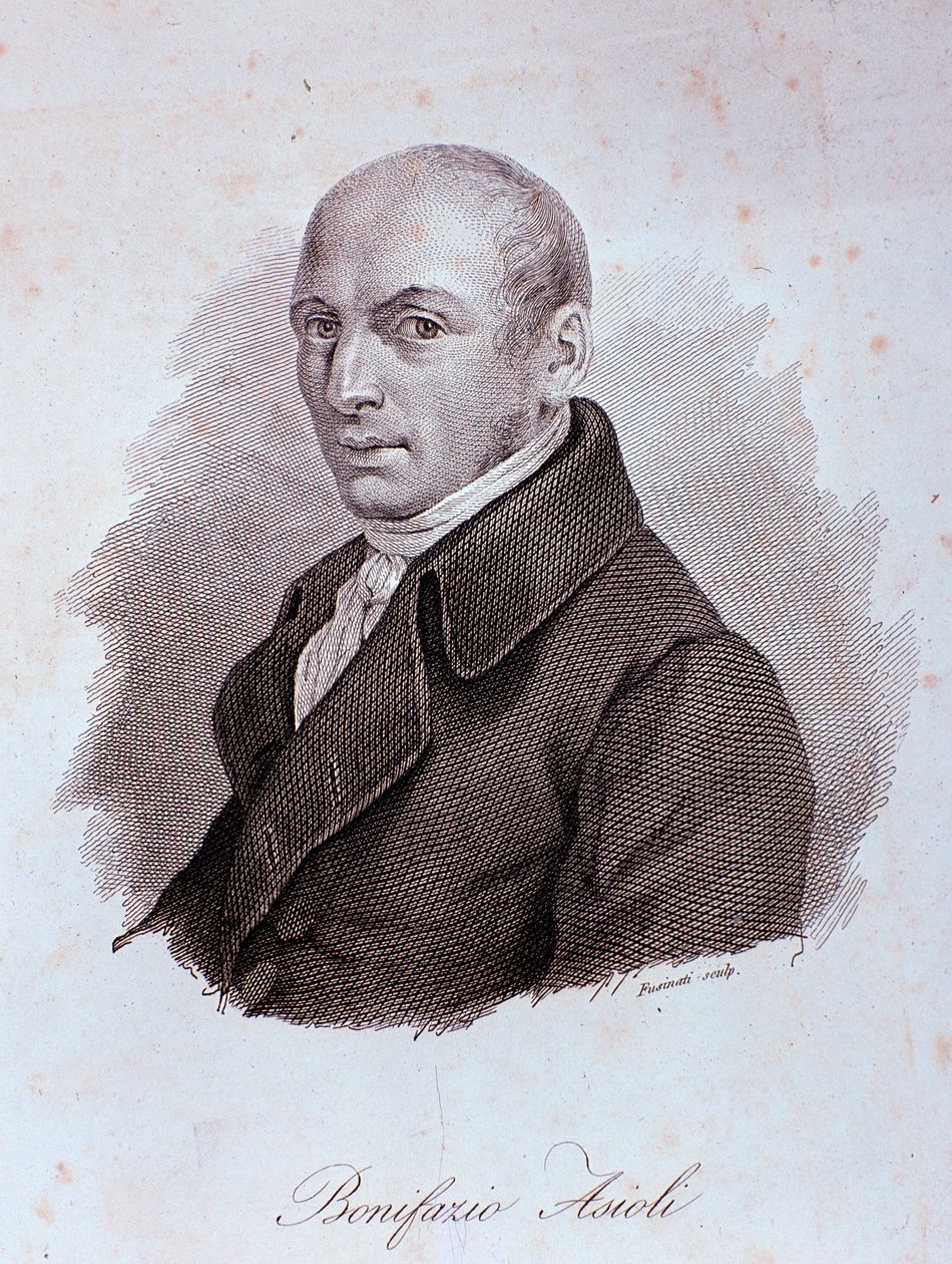 Portræt af den italienske komponist Bonifazio Asioli (1769-1832) Indgravering. 19. århundrede. Milano, konservatoriets bibliotek af Unknown artist