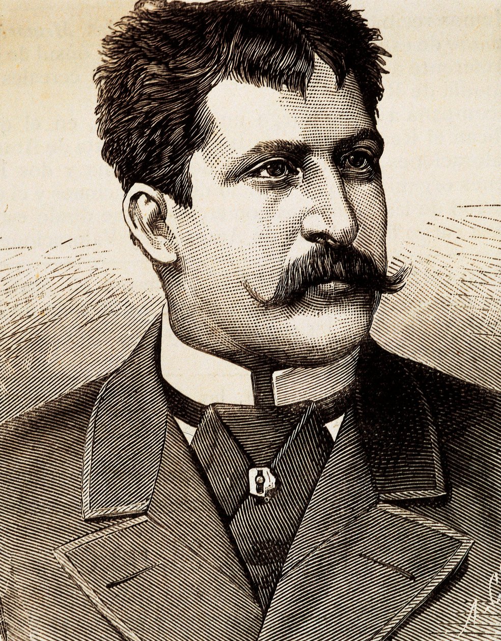 Portræt af den italienske lyriske sanger Mattia Battistini (1857-1928). Indgravering af det 19. århundrede. af Unknown artist