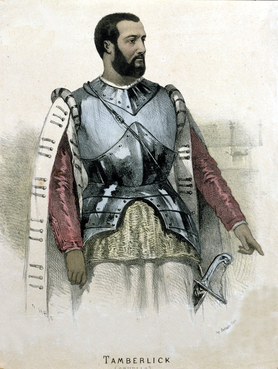 Portræt af den italienske tenor Enrico Tamberlick (1820 - 1869) i Otello af Gioacchino Rossini af Unknown artist