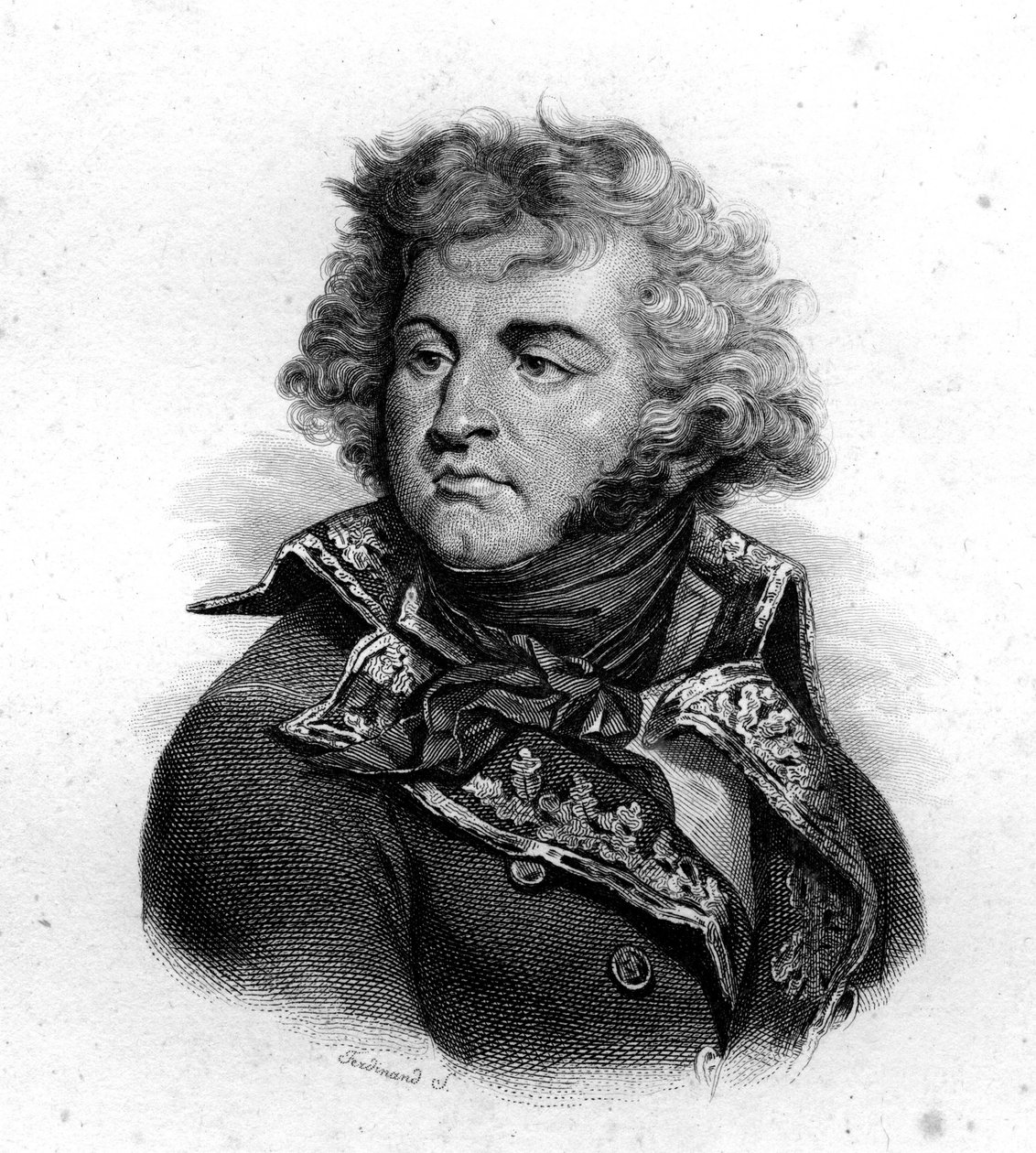 Portræt af J.B. Kleber, født i 1754, dræbt i 1800, gravering af det 19. århundrede af Unknown artist