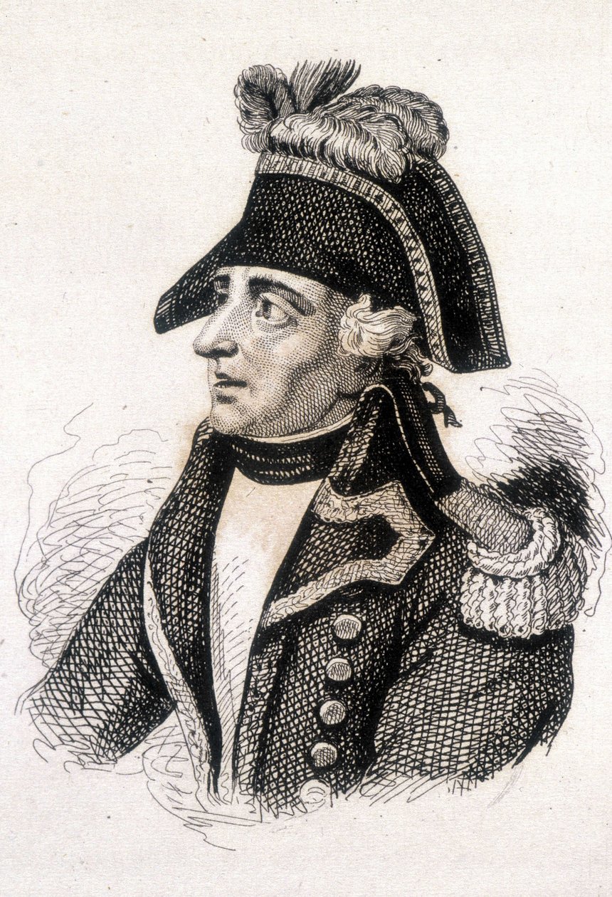 Portræt af Jacques Francois Coquille, dit Dugommier (1739 - 1794), fransk general. Gravering 1800-tallet. af Unknown artist