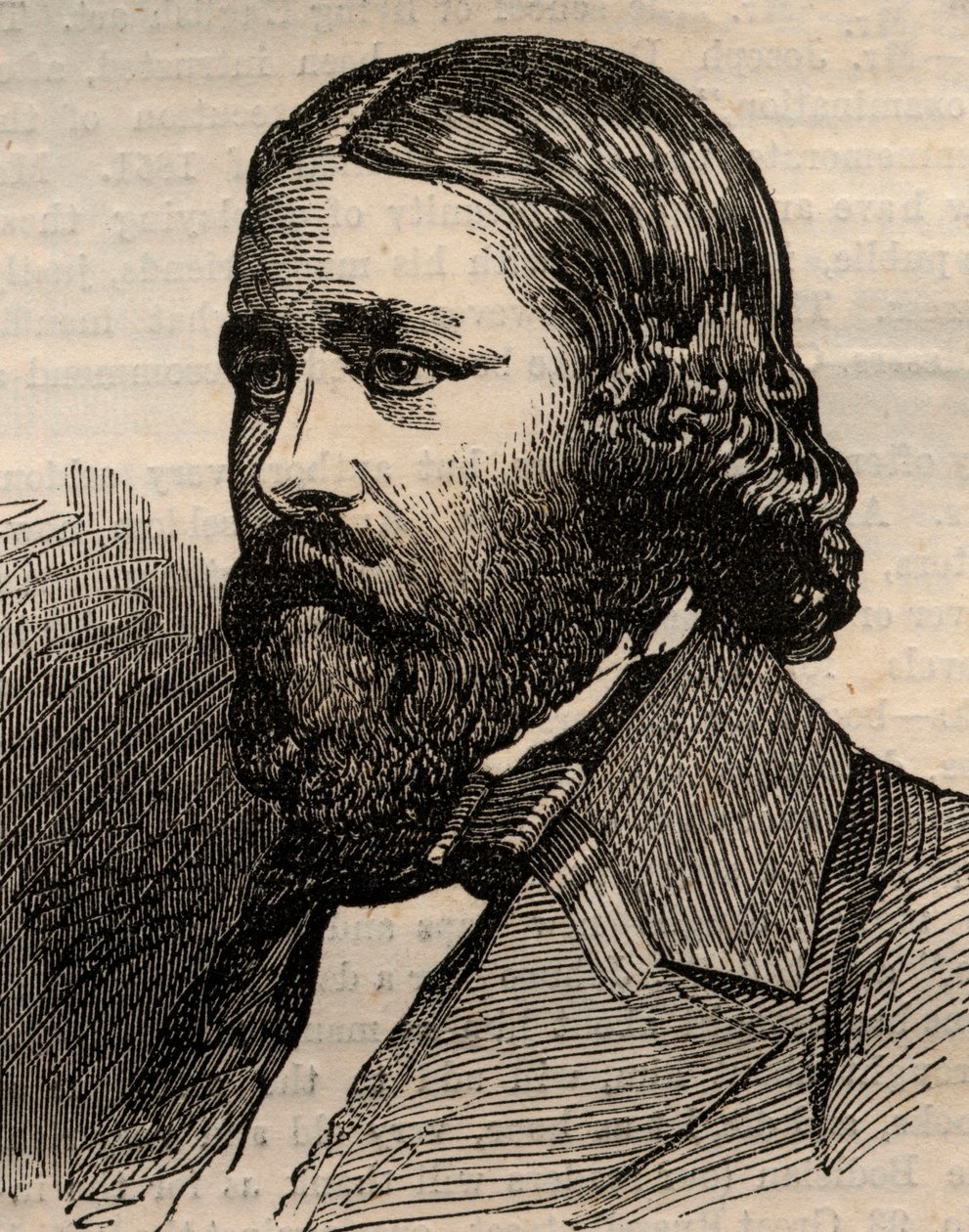 Portræt af James Russell Lowell (1819-1891), amerikansk digter. Indgravering i "" The illustrated London News "" af 20. marts 1858. af Unknown artist