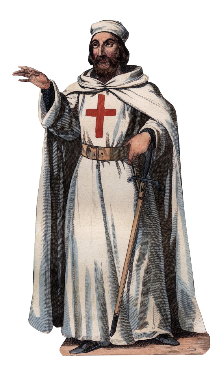 Portræt af James af Molay (Jacques de Molay) (Molai) (1243-1314), Tempelriddernes stormester. Indgravering fra 1842 i "Histoire des popes"" af Maurice Lachatre. Privat samling. af Unknown artist