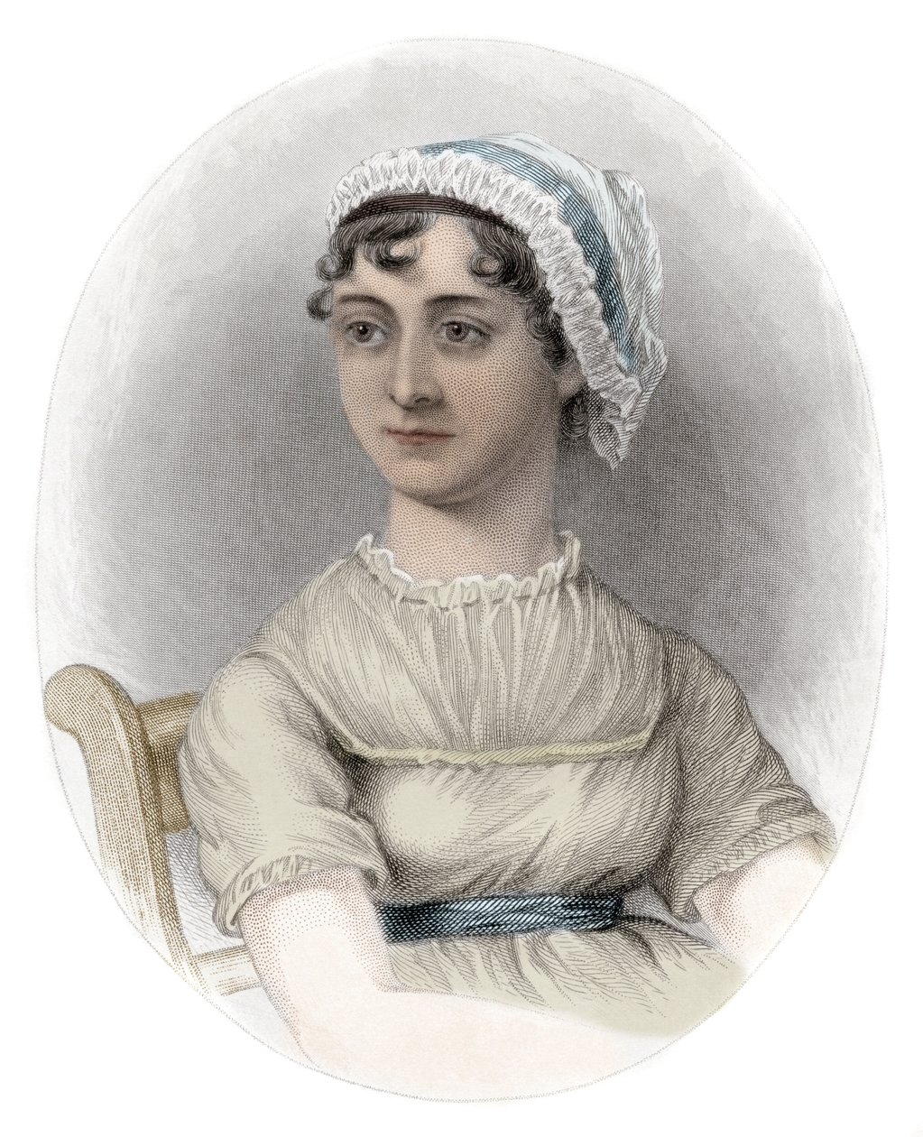 Portræt af Jane Austen (1775-1817) - Portræt af den engelske forfatter Jane Austen (1775-1817) af Unknown artist