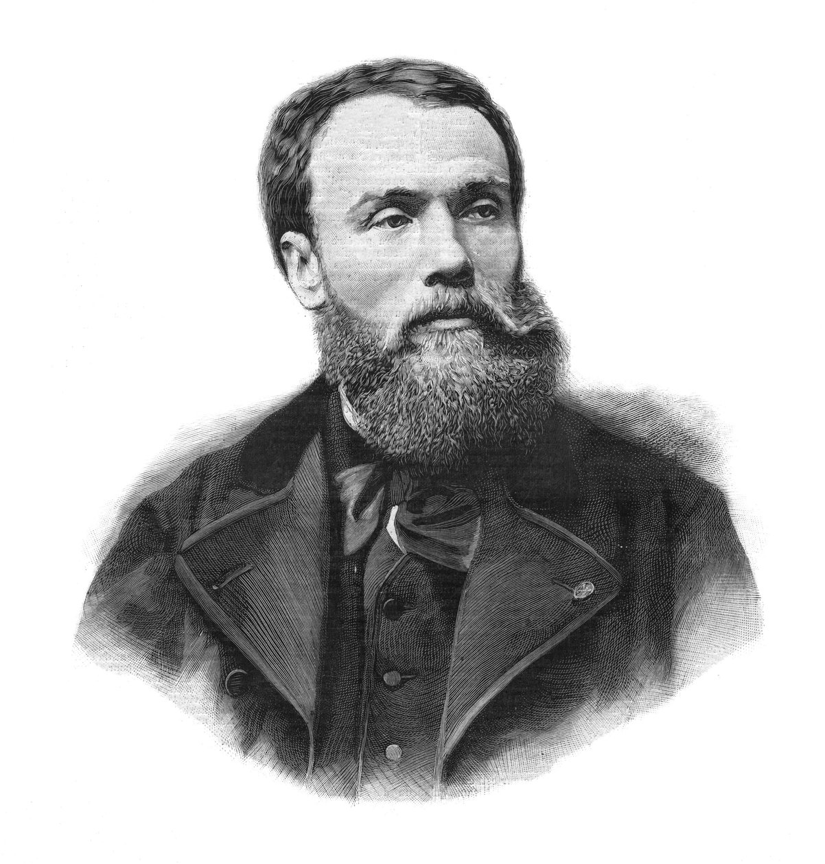 Portræt af Jean-Paul (Jean Paul) Laurens (1838-1921) fransk maler og billedhugger - Indgravering af 1891 af Unknown artist