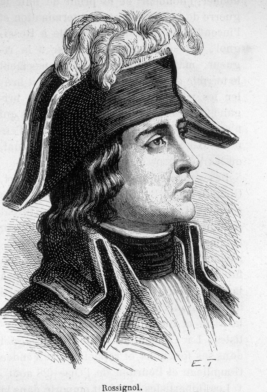 Portræt af Jean Antoine Rossignol, general francais (1759-1868). af Unknown artist