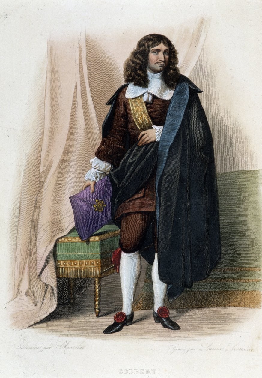 Portræt af Jean Baptiste (Jean-Baptiste) Colbert (1619-1683), fransk statsmand (1619 - 1683) - i "" Le Plutarque francais"", af Mennechet af Unknown artist