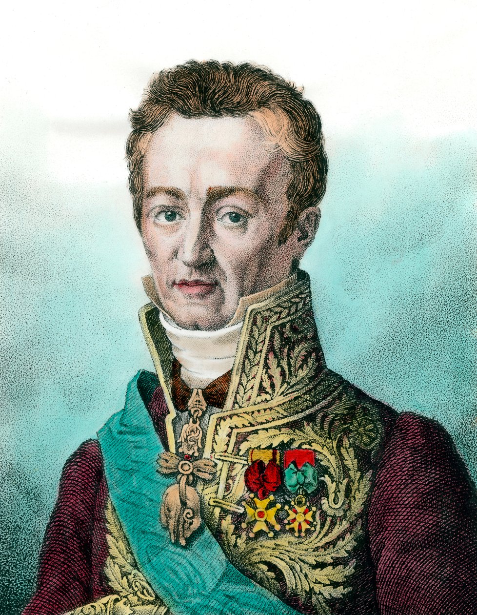Portræt af Jean Baptiste (Jean-Baptiste), Comte de Villele (1773-1854) fransk politiker Gravering af det 19. århundrede Privat samling af Unknown artist