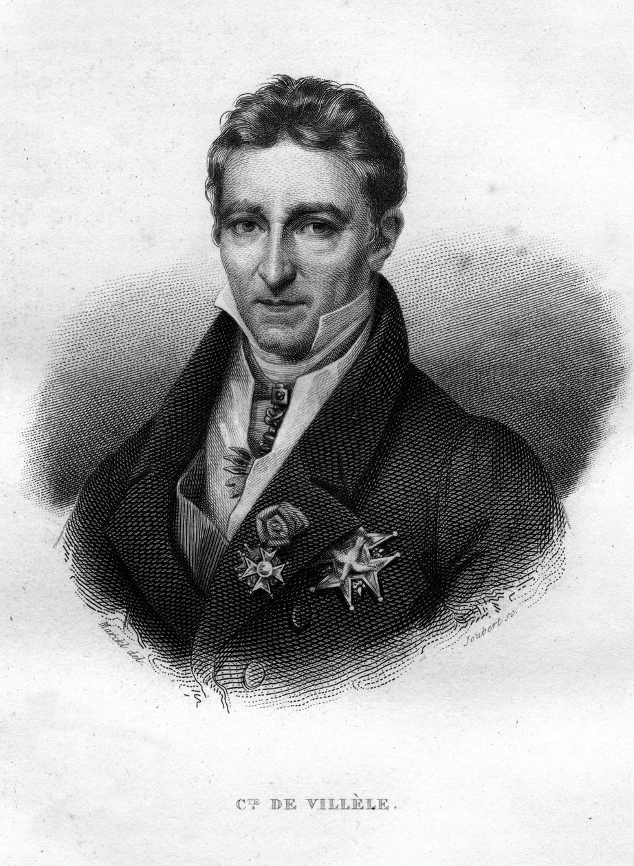Portræt af Jean Baptiste (Jean-Baptiste) Comte de Villele, fransk politiker (1773 - 1854) af Unknown artist