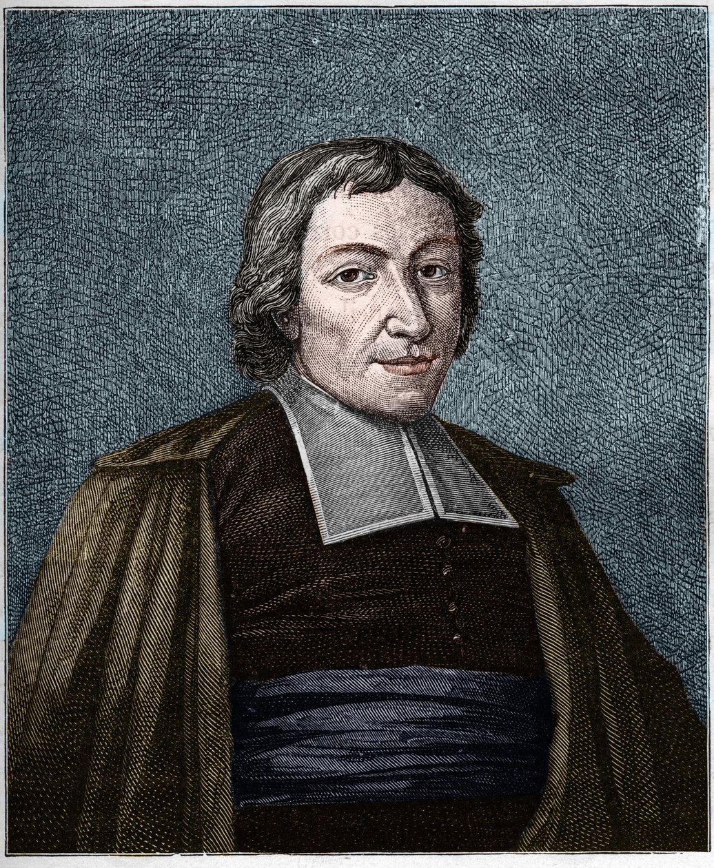 Portræt af Jean Baptiste De La Salle (Jean-Baptiste) (1651-1719) fransk religiøs, grundlægger af brødrenes kongregation af de kristne skoler. Indgravering af det 19. århundrede. af Unknown artist