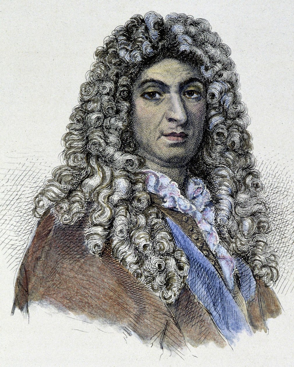 Portræt af Jean Baptiste Lully (Giovanni Battista Lulli) (1632-1687) - gravering af Unknown artist